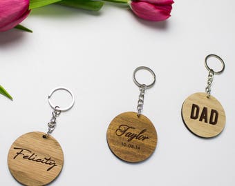Custom Wooden Keyring, Personalised Keyring, Namesake Gift Idea, Round Keychain, Bridesmaid Gift