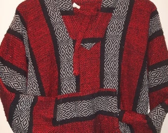 Vintage Mexican Poncho, Baja Hoodie, Skater Jacket