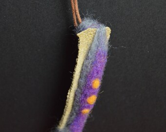 Felted Designer Necklace, Bone Reed