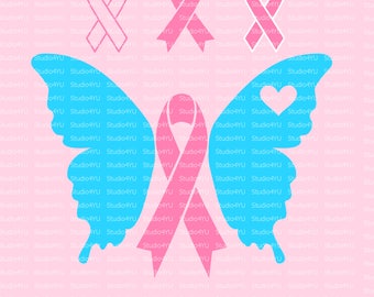 Breast Cancer svg Pink Ribbon svg Awareness Butterfly svg files for cricut svg for silhouette vector cut files svg dxf eps clipart vinyl