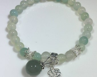 Green Agate Bracelet Emerald Green Braided Leather Bracelet