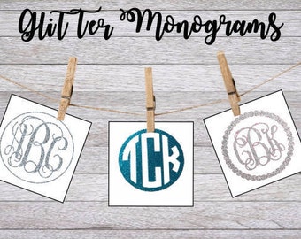 Monogram Glitter Decal - Monogram Sticker - Monogram Decals - Monogram Laptop Decal - Car Decal - Custom Cup Decal - Monogram Car Decal