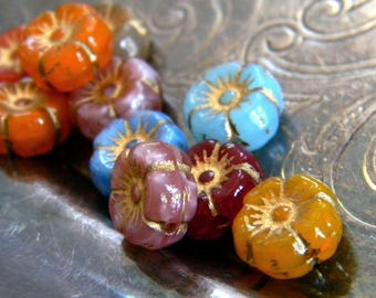 Summer Bouquet (10) -Czech Glass Hawaiin Flowers 8mm