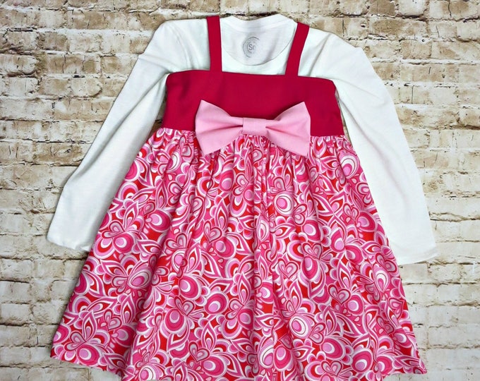 My 1st Valentines - Big Bow Dress - Sweetheart Dress - Valentines Day Dress - Baby Girl Dress - Toddler Clothes - Sizes 6 months to 8 years