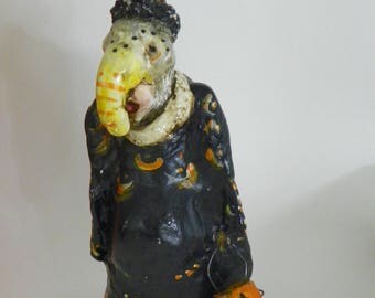 One of a Kind Paper Mache Halloween Vulture Folk Art