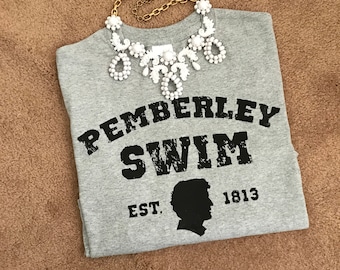 Made to order Womens Pemberley Swim Pride and Prejudice Jane Austen t shirt sizes S to XL