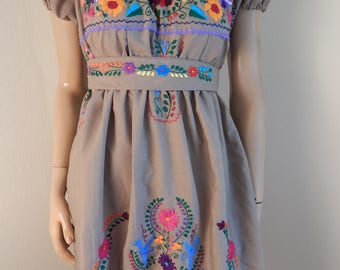 Mexican dress, embroidered dress, hippie dress, handmade dress, festival dress, boho chic,Puebla dress