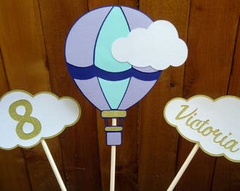 Hot Air Balloon Cake Topper, Hot Air Balloon Centerpieces, Birthday Decoration, Age Decoration