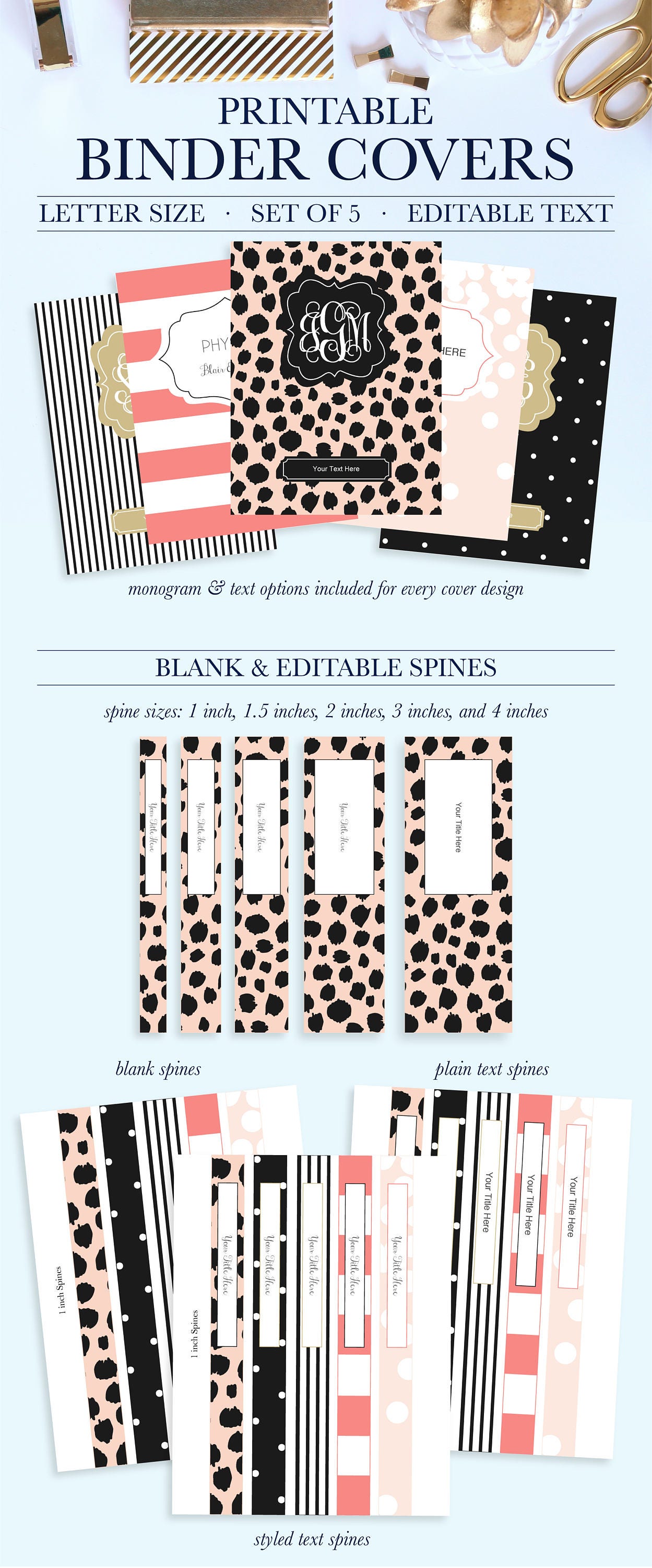 Free Printable Binder Spine Inserts