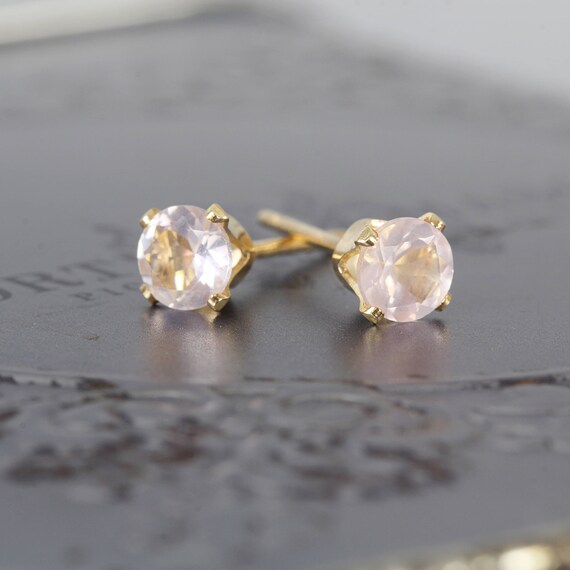 Rose Quartz Studs - Dainty Stud Earrings