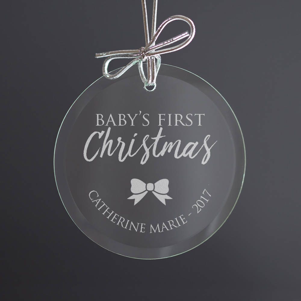 Silver Baby's First Christmas Ornament Personalized 