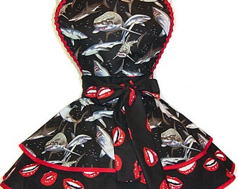 Sh-Sh-Sh-SHARK! Pinup Apron: A Tie Me Up Aprons Exclusive! Make Every Week Shark Week!