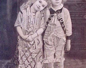 Darling 1860's Engraving of Little Children Dressed in Costume