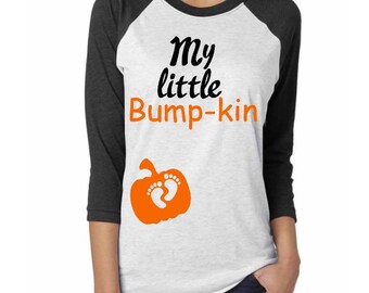 My Little Bumpkin Baseball Style Shirt / Pregnancy Halloween Shirt / Baby Bump Halloween Shirt / Maternity Halloween Shirt / Announcement