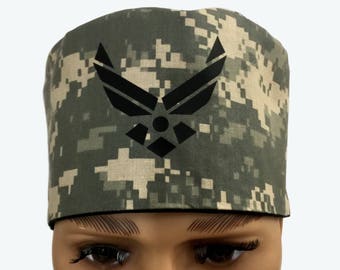 Surgical Scrub Cap - US AIR Force Woodland Scrub Hat - Camouflage Scrub Hat - Camo Scrub Cap