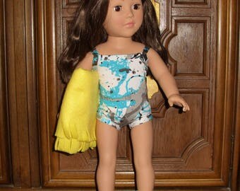 Swim Suit, Bathing Suit and beach towel for your America Girl Doll or any 18 inch doll