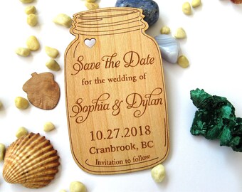 Save the Date magnet, Rustic Save the Date, Mason Jar, Wedding Save the Date, Wood Save the Date, Wood Labels, Rustic Mason Jar