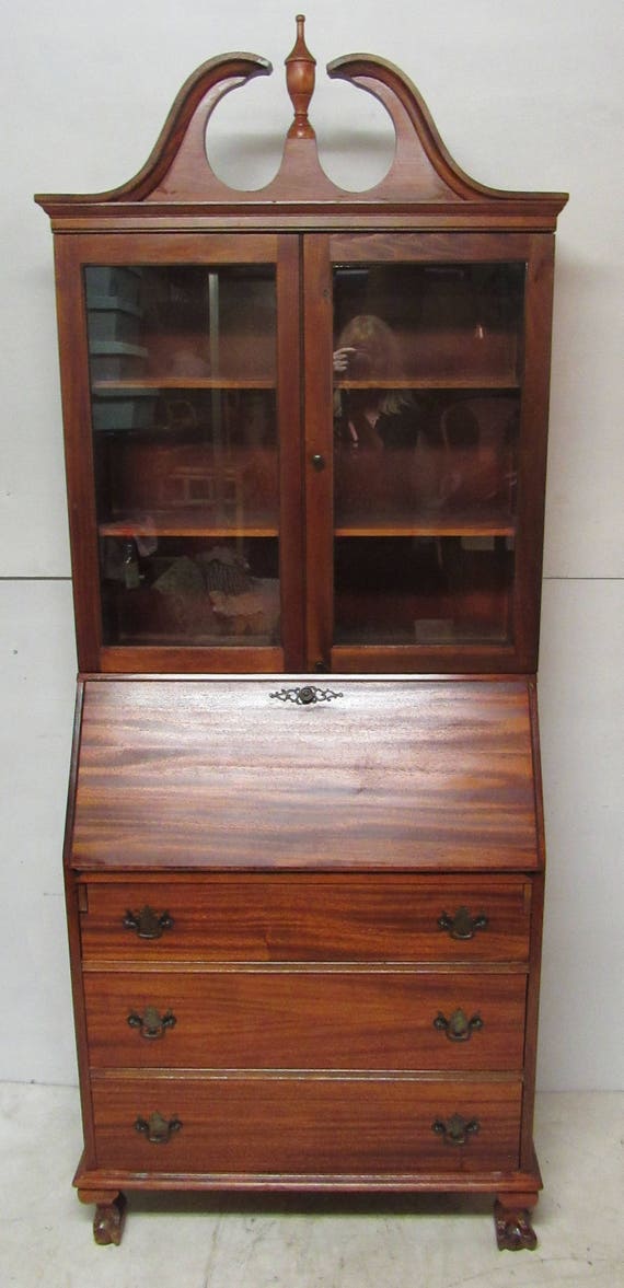 Secretary Bookcase Desk ribbon mahogany
