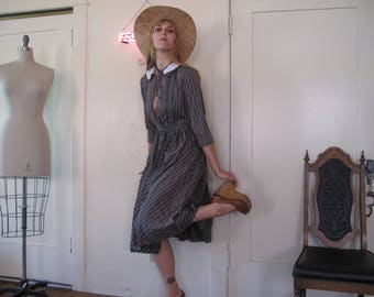 40's 50's Striped Collared Dress sz Sm/Xs
