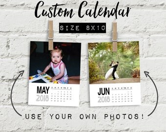 Custom calendar 2018, 8x10 calendar, personalized calendar, photo calendar quote calendar, clipboard calendar, wall calendar office calendar