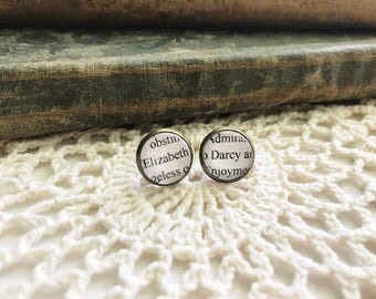 Elizabeth Darcy Book Page Earrings, Bronze Book Earrings, Gifts for Bookworms, Jane Austen, Elizabeth Bennet Mr. Darcy