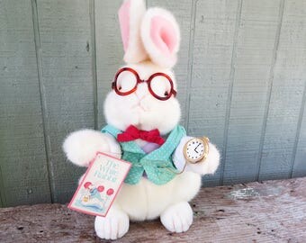 white rabbit alice in wonderland stuffed animal