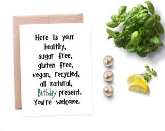 Birthday Card for Her - Gluten Free Vegan - Healthy Birthday Card
