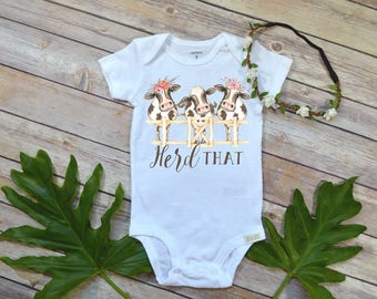 Baby Shower Gift, Herd That, Country Baby, Farm shirt, Cowgirl shirt, Cute Girl Clothes, Niece Gift, Cute Baby Clothes, Cow Theme, Farm baby