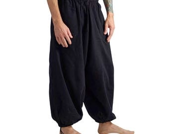 BAGGY PANTS BLACK - Steampunk Pants, Pirate, Medieval, Renaissance clothing, Viking, Peasant Pants, Renaissance Festival Costume, Zootzu