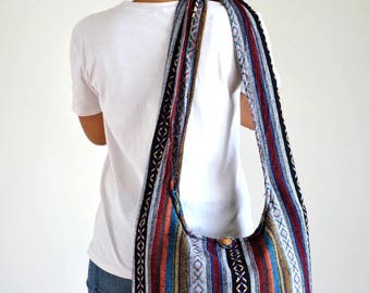 Woven Bag Hippie Crossbody Messenger Bag Boho Hobo Bag Tribal Bag Cotton Handbags Purse NW6