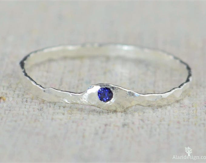 Freeform Sapphire Ring, Pure Silver, Stackable Rings, Mother's Ring, Sapphire Birthstone Ring, Sapphire Mothers Ring, Sapphire Ring