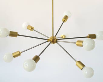 Mid Century Brass and Steel Sputnik Light