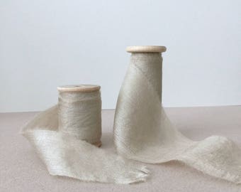 TAUPE Plant Dyed Silk Ribbon — 1", 1.5" or 2.5" wide — bridal bouquet, invitations, fine art wedding styling