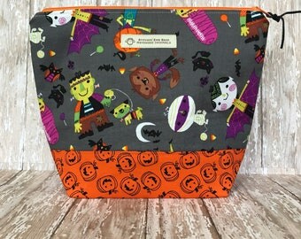 Zippered Knitting Project Bag, Crochet Project Bag, Makeup Bag, Toiletries Bag