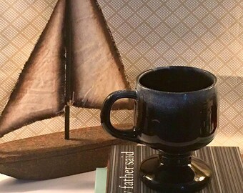 Unique Black Mug, McCoy Pottery, Black Foam Drip pattern, Unique Mug, Vintage Mug for Him, Father's Day Gift, Pedestal Mug, Rare, For Dad