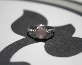 rose quartz ring, dainty pink ring, pink purity ring gift, promise ring for her, love ring, girly pink ring, rose promise ring, blush ring:)