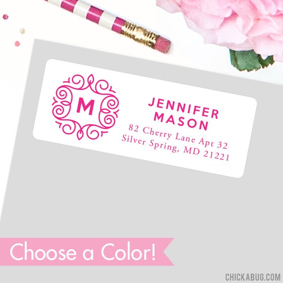 CHOOSE A COLOR - Monogram Address Labels - Sheet of 30 Il_570xn