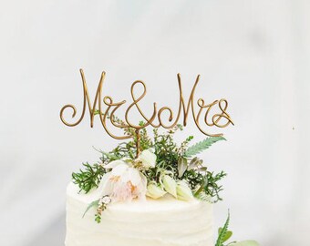 Gold Wire Mr Mrs Wedding Cake Toppers Gold Wire Mr Mrs Wedding Cake Toppers