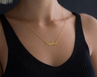 Custom Name Necklace -  Custom Name Plate Necklace - Name Necklace - Personalized Name Necklace - Tiny Gold Name Necklace - Name Jewelry