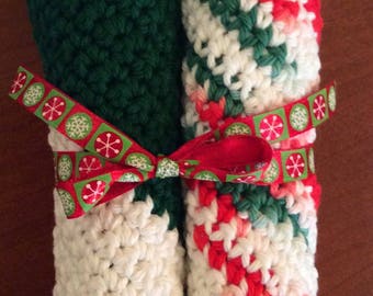 Holiday Washcloths- set of 2. Handmade