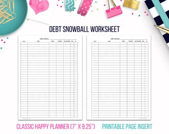 Debt Snowball Worksheet Budget Printable