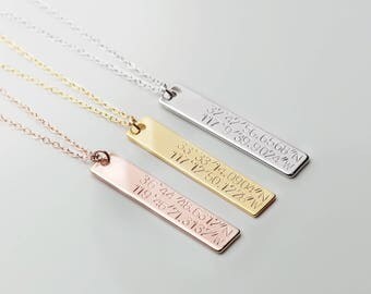 Personalized Gold Bar Necklace Personalized wedding gift gps coordinates gift coordinate necklace Latitude Longitude- 8N