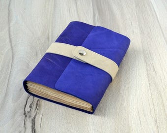 Leather journal Leather notebook a6 Handmade journal Gift for friend Blue notebook Handmade paper Travel journal Notebook for men Blank book