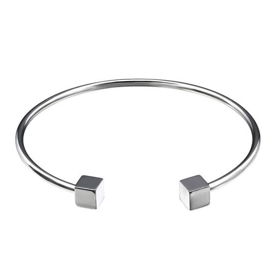 Silver Minimalist Square Bracelet Silver Adjustable Modern