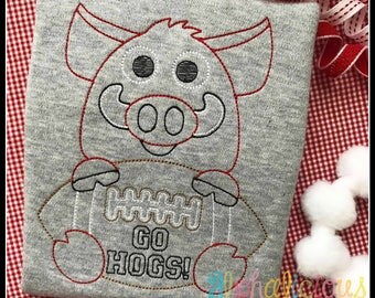 Razorbacks Football Mascot Vintage Embroidery Design