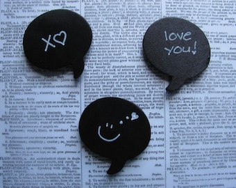 Word Bubble Magnets, Blackboard Magnets, Blackboard Kitchen Decor, Message Magnets, Word Bubble, Message Magnets, Set of Three