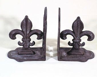 Metal Iron Bookends Fleur de Lis Vintage Decor