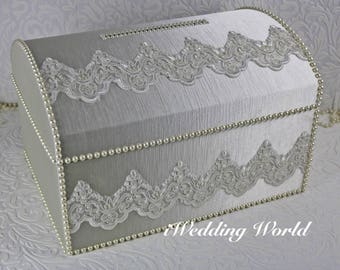 memory box, wedding card box, ivory card box, treasure chest money box, wedding card box, ivory wedding card box
