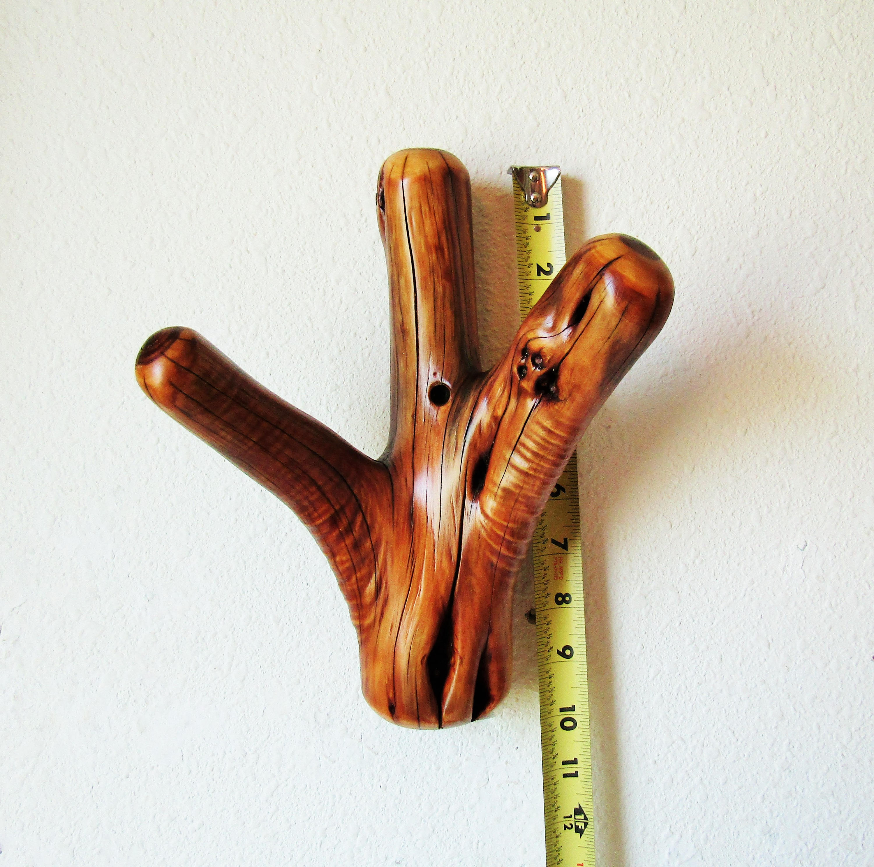 Juniper Tree Branch Wall Hook with triple hooks for natural