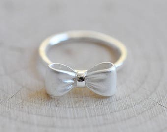 Sterling Silver Matte Silver Bow Ring, Sterling Silver Ring, Cute Jewelry, Bow Ring, Pretty Ring, Sterling Silver Jewelry, Silver Ring